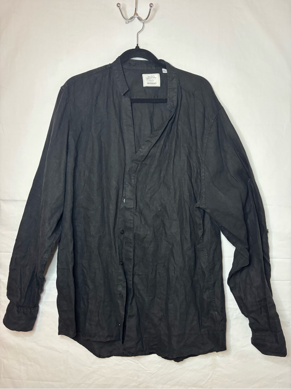 Men's Black Lightweight Button-Front Shirt Jacket
